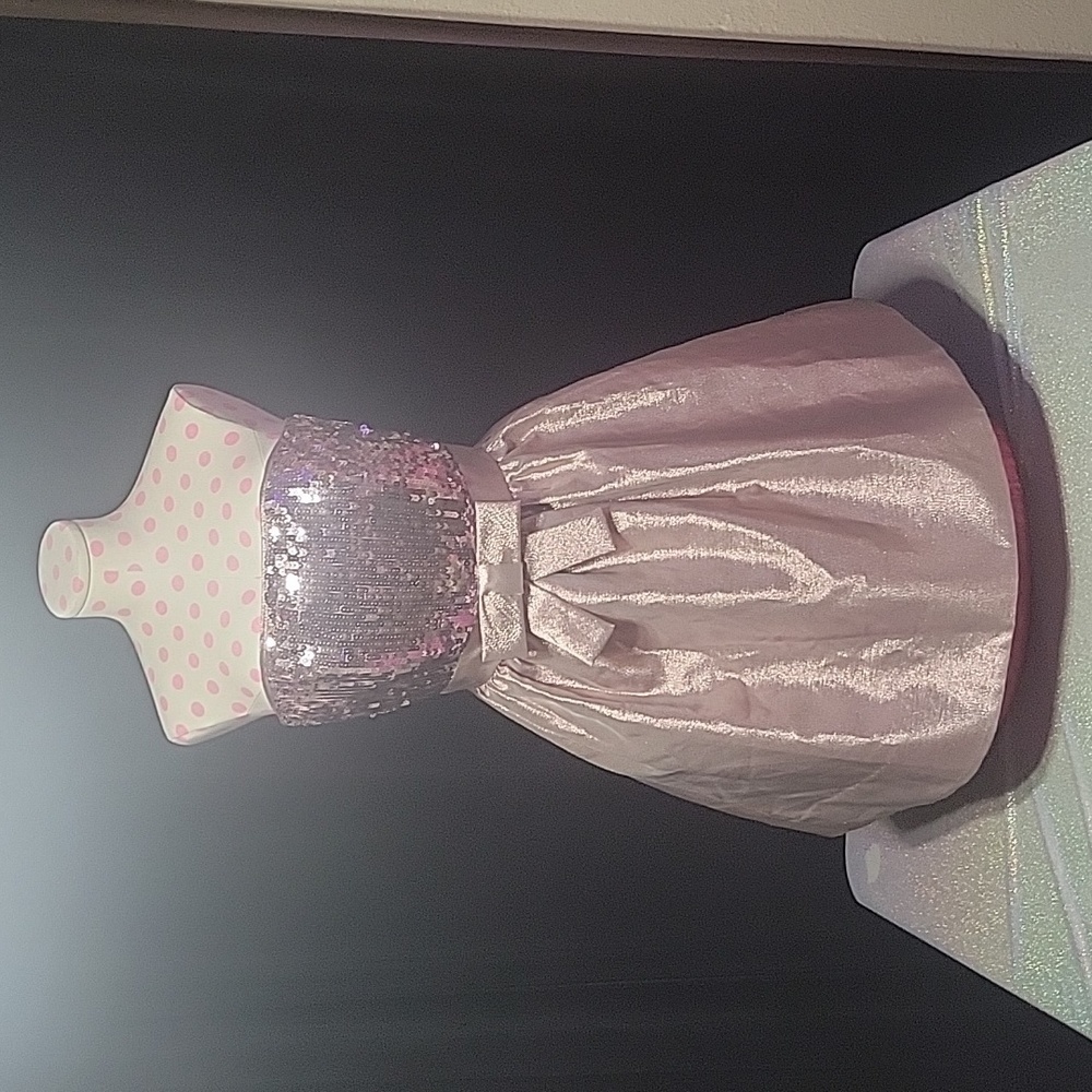 NWT Betsy Johnson Pink  Metallic Sequin Satin Bow Mini Dress SZ:6